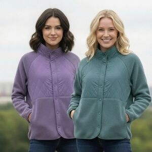 Gapfit Women's Fleece Sherpa Button Down Sweaters Assorted Colours 2 Pack NWT